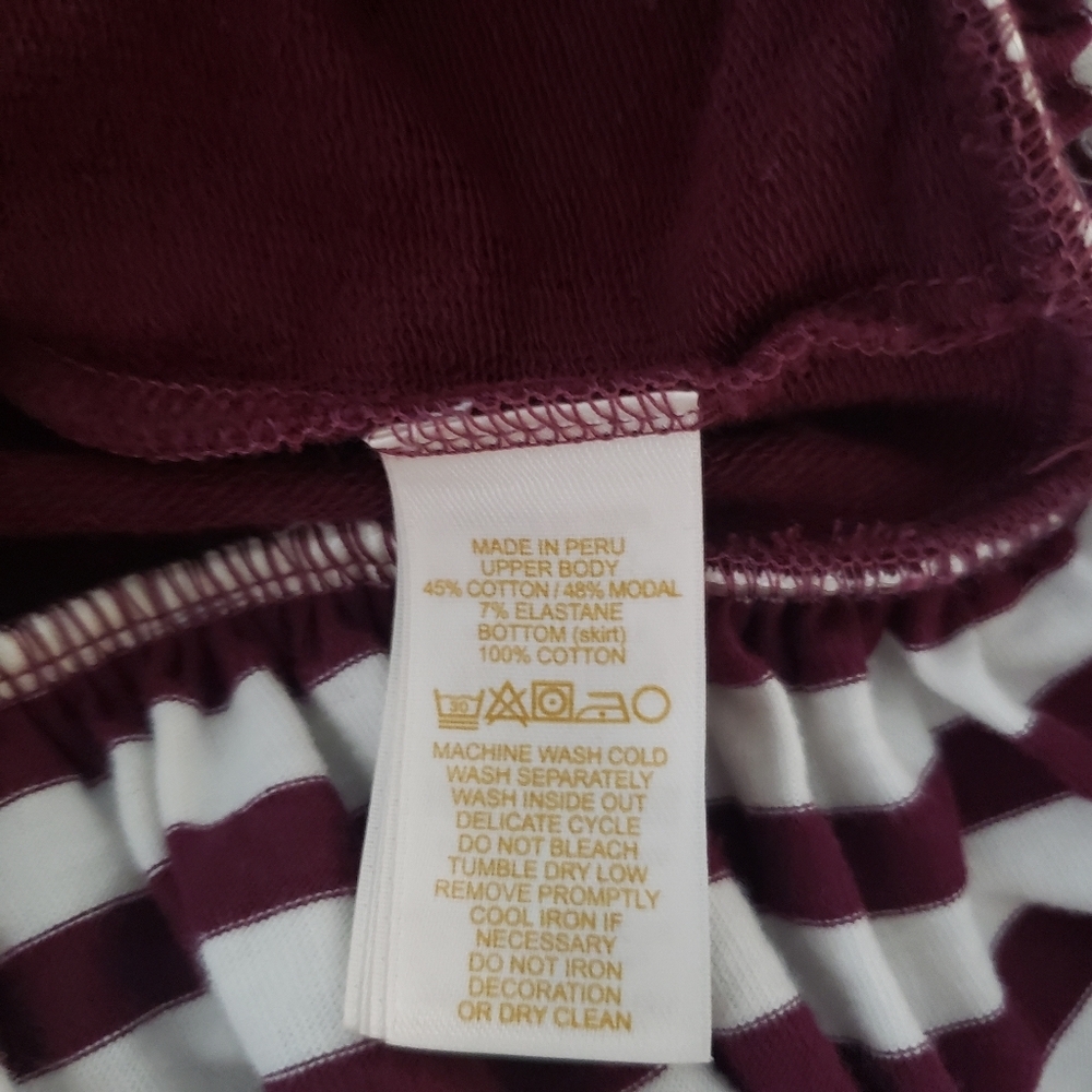 Kate Spade kid girl burgundy stripe dress size 10 - Picture 2 of 8